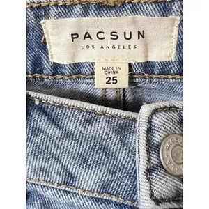 Pacsun Denim Retro Y2K Mini Skirt Light Wash Two Tone Frayed Hem Women's Size 25 thumbnail 3