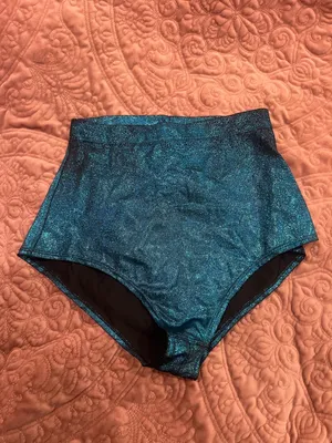 Teal Halter Bikini Top and Sparkle High-Waist Bottoms - Women Swim Bikini Set thumbnail 3