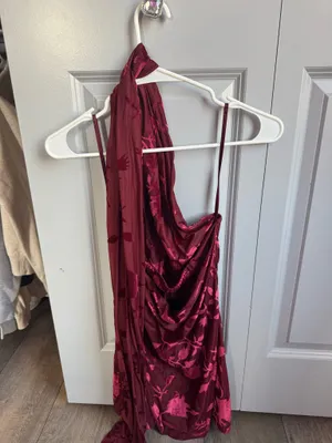 Dillard's Red Short Scarf Dress Homecoming Dress thumbnail 5