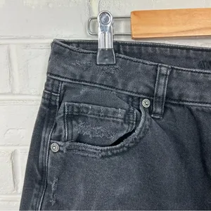 American Eagle Black Distressed Denim Mom Jeans Size 10 thumbnail 6