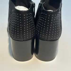 1.STATE Jelin Black Waxy Leather Studded Block Heel‎ Ankle Booties JELIN 9M thumbnail 3