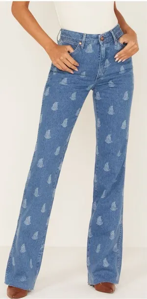 NWT WRANGLER Westward‎ 626 High Rise Bootcut Paisley Print Indigood Size 26 x 32 thumbnail 1