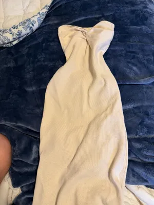 Long Cream Knitted Bodycon Dress thumbnail 3