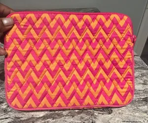 Vera Bradley Pink and Orange Cosmetic Bag with Quilted Design thumbnail 1