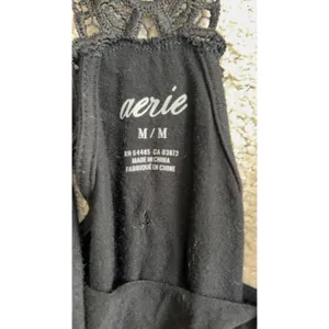 Aerie Romper Medium Black Lace Back Drawstring Waist Casual Summer‎ Loungewear thumbnail 7