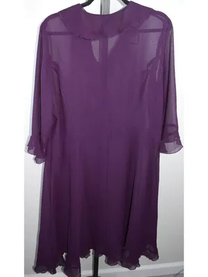 Lane Bryant Purple Sheer Chiffon Ruffle Wrap Dress Size 16 3/4 Sleeve thumbnail 2