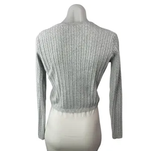 Brandy Melville Gray Ribbed Knit Long Sleeve Button Up Cardigan Sweater Size S/M thumbnail 2