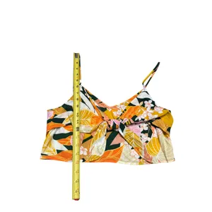 Aerie Size L Tie Front Crop Top Tropical Floral Beach Vacation Smocked‎ Colorful thumbnail 8