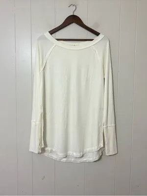 Free People We The Free Snowy Thermal Top Women’s M Ivory Long Sleeve Cozy Boho thumbnail 2