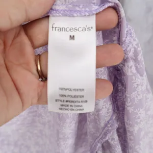 Audrey Parks Francescas Perdita Lavender Floral Smocked High Low Maxi Dress M thumbnail 4