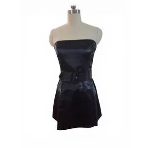 NWT Amanda Uprichard Fae Strapless Satin Mini Dress Black‎ Sz Medium thumbnail 4