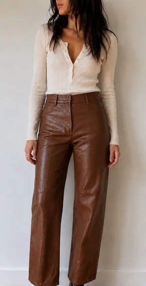 Wilfred Free Brown Vegan Leather Ascendent Pant Straight Leg Size 10 Minimalist thumbnail 1
