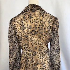 Vintage 90's Breakin Loose Sheer Floral Leopard Print‎ Duster Brown Black 5/6 thumbnail 5