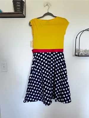 NWT Lindy Bop Polka Dot Retro Vintage Inspired Rockabilly Knee Length Dress Med thumbnail 2
