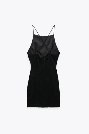 ZARA textured draped little black mini dress thumbnail 5