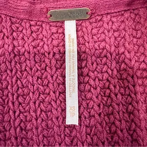 Free People Nightingale Open Front Knit Cardigan Sweater Women’s XS Magenta Pink thumbnail 4