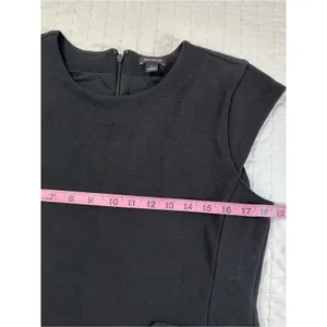 Ann Taylor Black Cap Sleeve Peplum-Style Top with Gold Button Tabs Detail Size M thumbnail 7