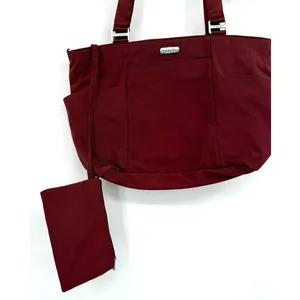 Baggallini Red Shoulder Tote Bag Yellow‎ Lined Multipocket Attached Coin Purse thumbnail 4