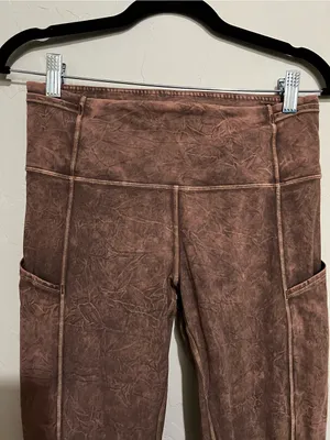 Lululemon‎ Fast & Free II 25" Nulux Ice Dye Brown High Rise Pocket Leggings thumbnail 3