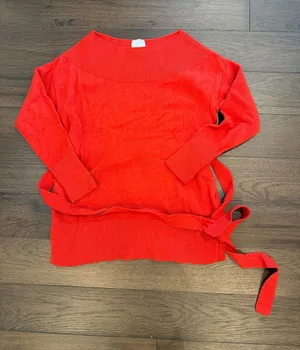 Ett:twa by Anthropologie Red Sweater in Size Small with Tie Waist - C11-266 thumbnail 1