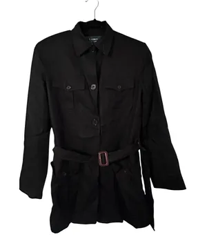 Lauren Ralph Lauren Black Utility Belted Jacket Women's‎ Silk Belted Size Small thumbnail 1