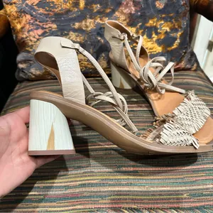 Franco Sarto Rina Leather Fringed Ankle-Tie Sandals size 8.5 thumbnail 4