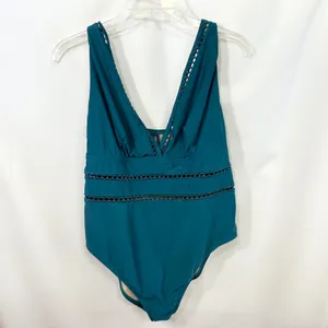 Swimsuits For All Plus‎ Size 18 One Piece Swimsuit Teal Blue Lattice Cut Out 353 thumbnail 2