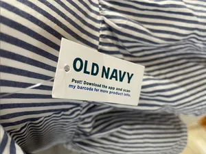 Old Navy Blue and White Striped Square-Neck Peplum Blouse thumbnail 4