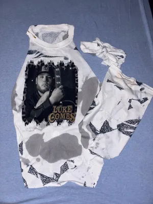 Custom Luke Combs Graphic Tank Top White Size M thumbnail 1