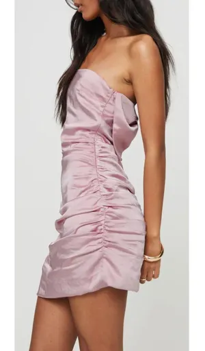 Princess Polly Shaila Bow Ruched Strapless Satin Minidress NWT IN STORES thumbnail 4