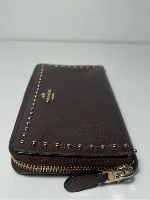Coach Metallic Studded Pebbled Leather Accordion Zip Around Continental Wallet thumbnail 5