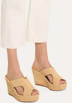 Carrie Forbes Lina Cutout Slide Wedge sandals in natural 39 NWOT thumbnail 1