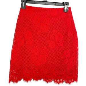For Love & Lemons Red Lace Mini Skirt Womens S Girly Coquette Romantic Stretch thumbnail 2