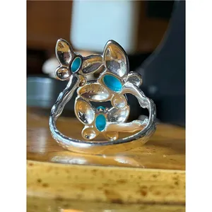 Genuine Sleeping Beauty Turquoise Butterfly Ring Size 9 thumbnail 4