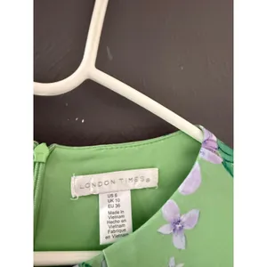 London Times Green Purple Floral Keyhole Midi Dress Womens 6 Sleeveless Sundress thumbnail 4