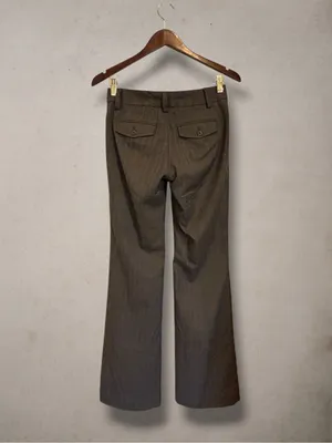 GAP Career Pinstripe Trousers Brown Curvy Fit Stretch Size 1 Regular thumbnail 2