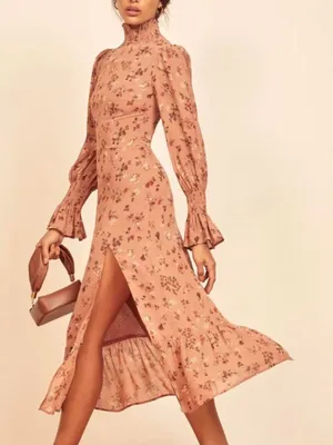 Reformation Galena Floral Fall Girl Chic Dress thumbnail 1