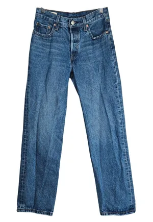 Levis Premium 501 Original 90s Straight Leg Jeans Medium Wash Blue W24 L30 A1959 thumbnail 1
