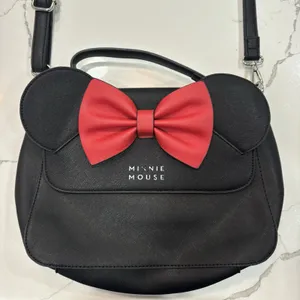 Disney Loungefly Minnie Mouse Black Crossbody Handbag Red Bow thumbnail 3