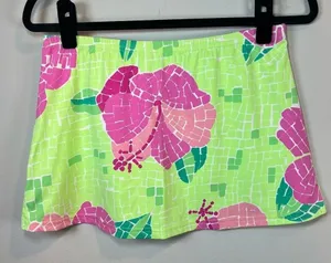 Lilly Pulitzer Swim Skirt Vintage Flower Mosaic Green Pink Vacation Beach Small thumbnail 1