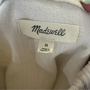 Madewell Striped Jacquard Textured Funnel neck Top‎ Antique Cream Size Medium thumbnail 7