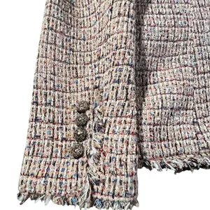 White House Black Market Studio Blazer Women‎ 14 Multi Color Tweed Fringe Trim thumbnail 8