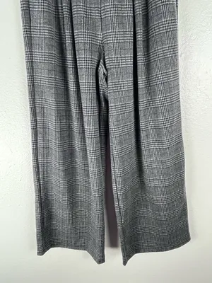 HALARA Gray Plaid Ultra High Rise Wide Leg Pockets Pull On Pants Trousers Large thumbnail 8