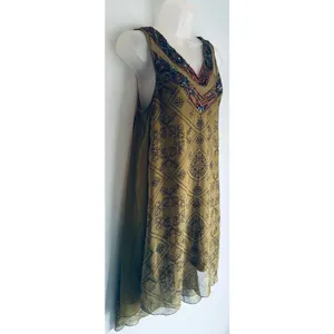 Free People Ancient Mystery Boho Beaded Dress Green XS Festival thumbnail 4