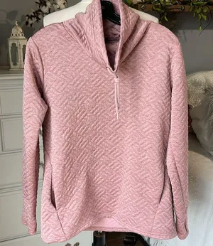 Rose Pink Quilted Pullover Womens Medium thumbnail 8