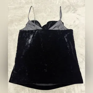 J. Crew Women's Going Out Velvet Ruffle Strappy Cami Tank Top, Black, XXS thumbnail 4