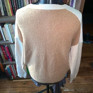 Madewell tan & cream color block grandpa M cardigan thumbnail 2