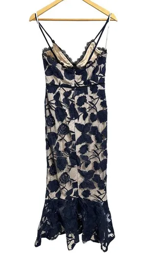 Lulu’s Alluring Dream Floral Mesh Lace Trumpet Midi navy Dress size Small NEW thumbnail 8