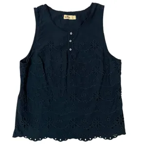 Hollister (L) Cotton Flower Cut Out Embroidered Overlay Sleeveless Top Blouse thumbnail 5