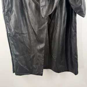 Choosy Skirt SZ Extra Large NWT Black Faux Leather Wrap Midi Bow Tie Waist Vegan thumbnail 10